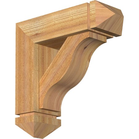 Funston Arts And Crafts Rough Sawn Bracket W/ Offset Brace, Western Red Cedar, 6W X 18D X 18H